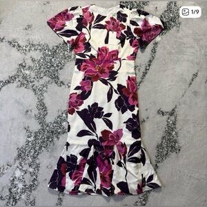 NWT Adelyn Rae Dress Womens Size M Multicolor Floral Print Aubria Midi FitFlare